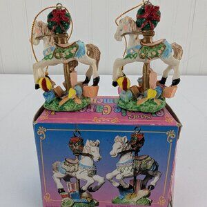 Vintage Classic Carousel Ornaments Set of 2 in Box 1995 Tom-Wat CM2600